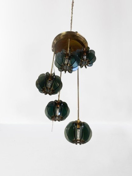 Image 1 of 50s chandelier with five spheres