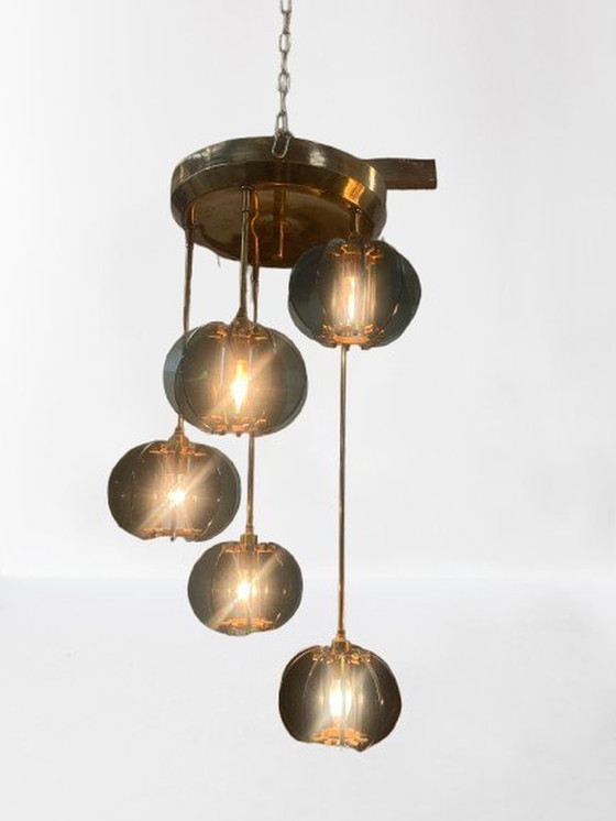 Image 1 of 50s chandelier with five spheres