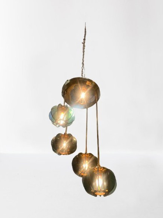 Image 1 of 50s chandelier with five spheres