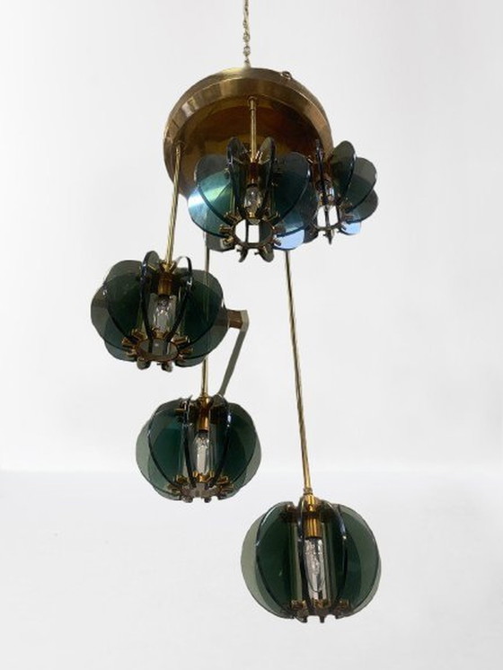 Image 1 of 50s chandelier with five spheres