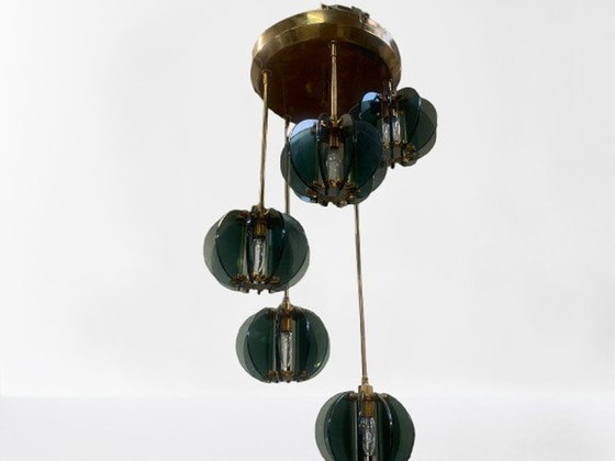 Image 1 of 50s chandelier with five spheres