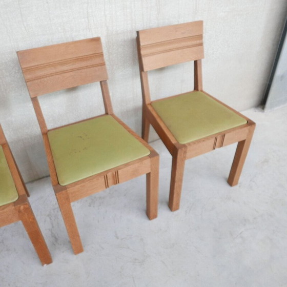 Image 1 of Set of 6 vintage Art Deco dining chairs in the style of Charles Dudouyt, France 1940s