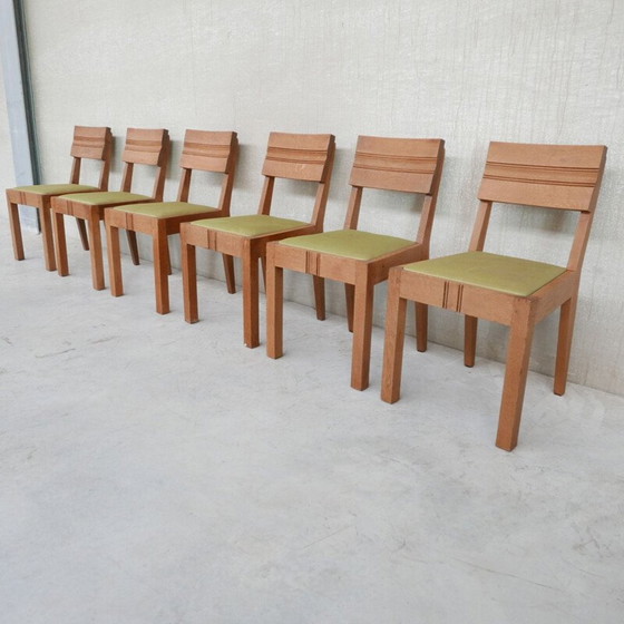 Image 1 of Set of 6 vintage Art Deco dining chairs in the style of Charles Dudouyt, France 1940s