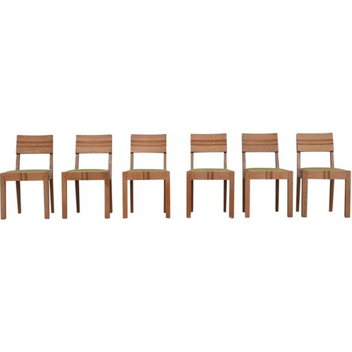 Set of 6 vintage Art Deco dining chairs in the style of Charles Dudouyt, France 1940s