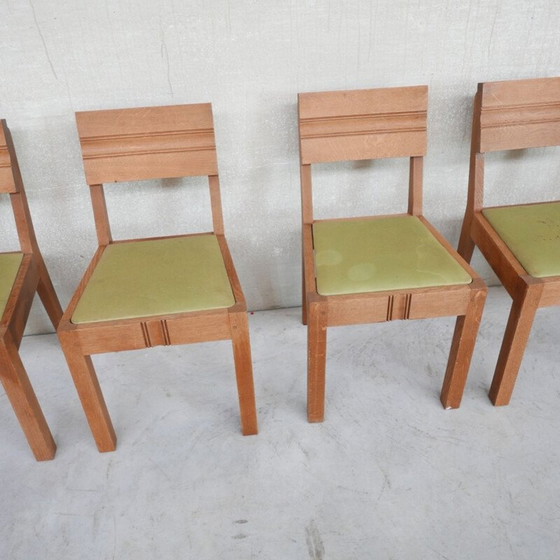 Image 1 of Set of 6 vintage Art Deco dining chairs in the style of Charles Dudouyt, France 1940s
