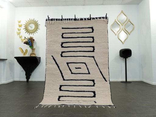 Berber Rug - 248 cm x 160 cm - White and Black Wool