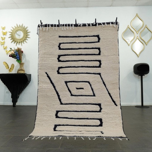 Berber Rug - 248 cm x 160 cm - White and Black Wool