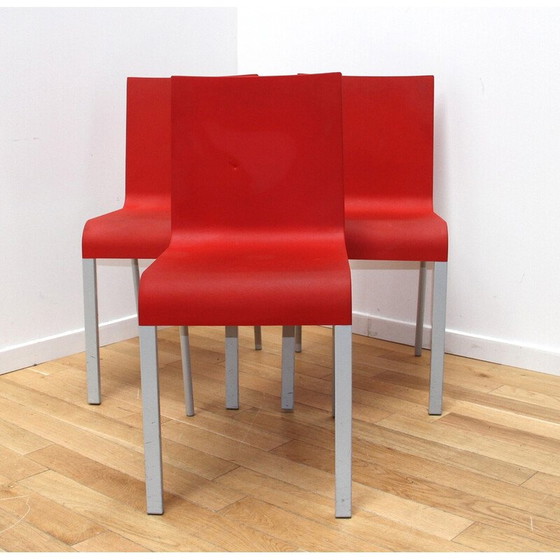Image 1 of Vintage ".03" chairs in red plastic and metal by Martin Van Severen for Vitra