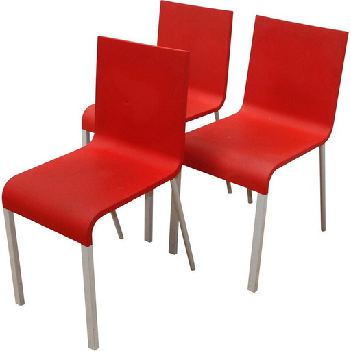 Vintage ".03" chairs in red plastic and metal by Martin Van Severen for Vitra