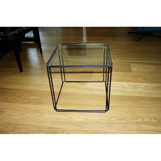 Image 1 of Vintage flying coffee table in lacquered metal and glass by Max Sauze, 1960