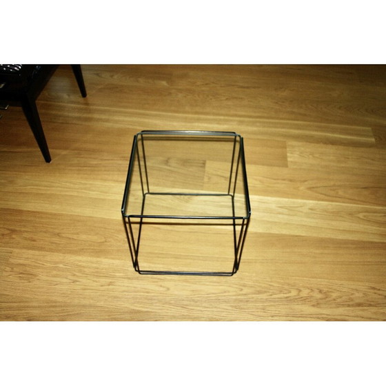 Image 1 of Vintage flying coffee table in lacquered metal and glass by Max Sauze, 1960