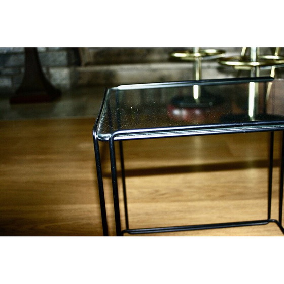 Image 1 of Vintage flying coffee table in lacquered metal and glass by Max Sauze, 1960