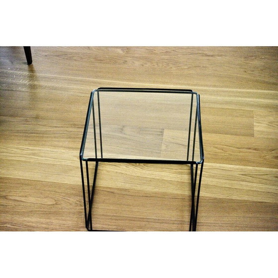 Image 1 of Vintage flying coffee table in lacquered metal and glass by Max Sauze, 1960
