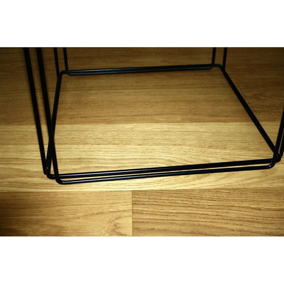 Image 1 of Vintage flying coffee table in lacquered metal and glass by Max Sauze, 1960