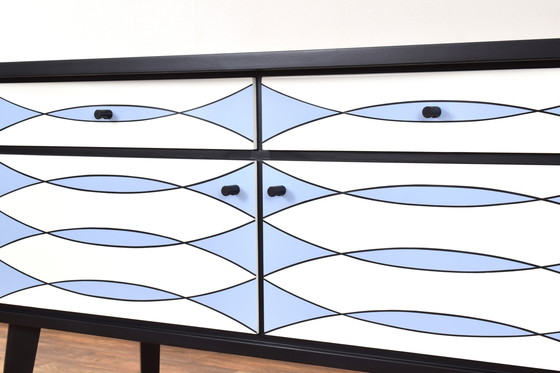 Image 1 of Mid-Century Op-Art. Hand-Painted German Sideboard, 1960S.