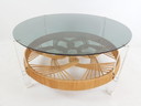 Vintage coffee table | coffee table smoked glass rattan