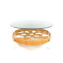 Vintage coffee table | coffee table smoked glass rattan