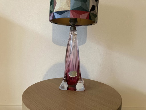 Val Saint Lambert table lamp with new handmade shade