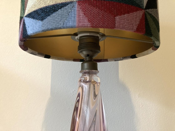 Image 1 of Val Saint Lambert table lamp with new handmade shade