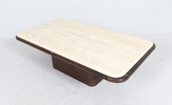 Image 1 of Coffee Table Travertine & Leather by De Sede, Switzerland, 1960s