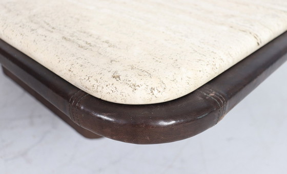 Image 1 of Coffee Table Travertine & Leather by De Sede, Switzerland, 1960s