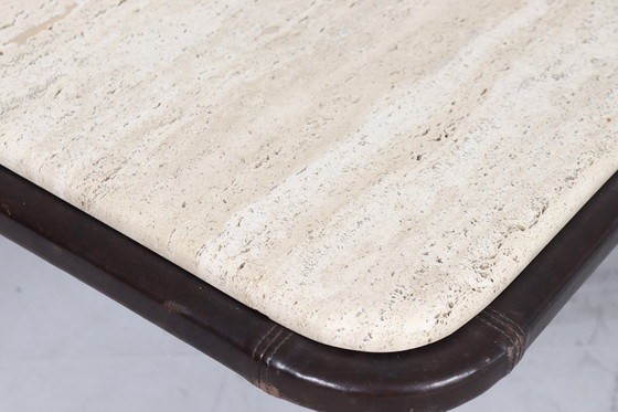 Image 1 of Coffee Table Travertine & Leather by De Sede, Switzerland, 1960s