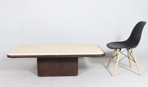 Image 1 of Coffee Table Travertine & Leather by De Sede, Switzerland, 1960s