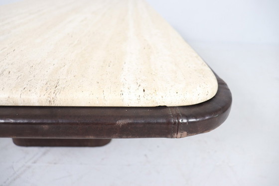 Image 1 of Coffee Table Travertine & Leather by De Sede, Switzerland, 1960s