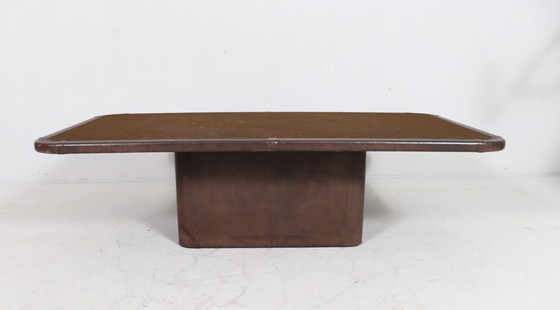 Image 1 of Coffee Table Travertine & Leather by De Sede, Switzerland, 1960s