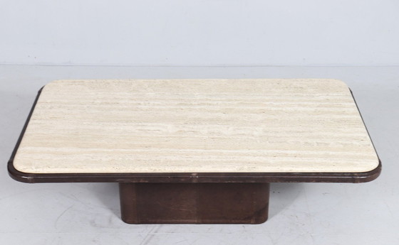 Image 1 of Coffee Table Travertine & Leather by De Sede, Switzerland, 1960s