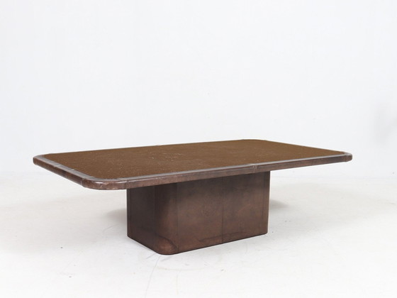 Image 1 of Coffee Table Travertine & Leather by De Sede, Switzerland, 1960s