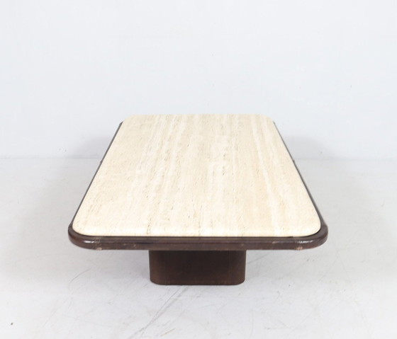 Image 1 of Coffee Table Travertine & Leather by De Sede, Switzerland, 1960s