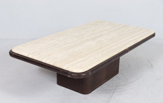 Image 1 of Coffee Table Travertine & Leather by De Sede, Switzerland, 1960s