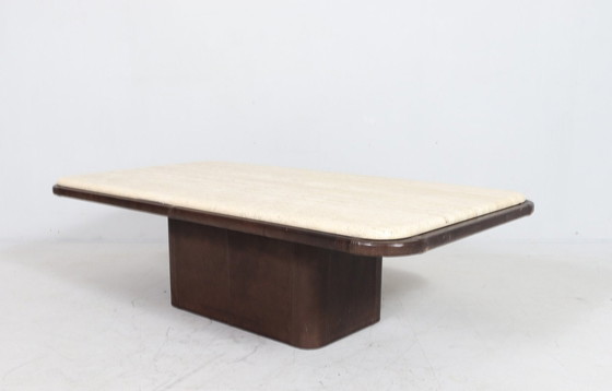 Image 1 of Coffee Table Travertine & Leather by De Sede, Switzerland, 1960s