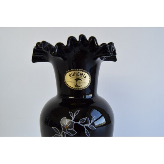 Image 1 of Vintage black art glass vase for Crystalex, Czechoslovakia 1970