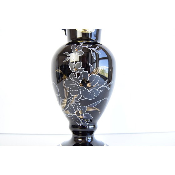 Image 1 of Vintage black art glass vase for Crystalex, Czechoslovakia 1970