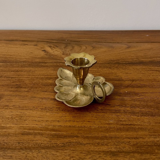 Image 1 of Brass Leaf Candle Holder