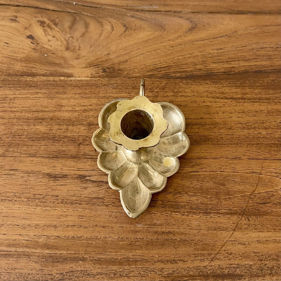 Image 1 of Brass Leaf Candle Holder