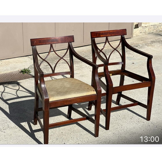 Image 1 of Set of 6 vintage mahogany dining chairs, England 1980