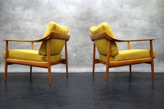 Image 1 of Fauteuils vintage allemands en tissu jaune de Walter Knoll, années 1960, lot de 2