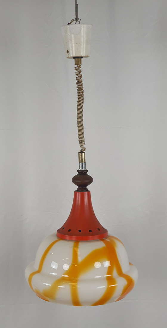 Image 1 of 70'S Space Age Glass And Metal Chandelier