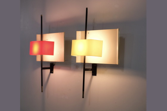 Image 1 of Amazing Pair Of Wall Lights Model 2020 By Bruno Gatta For Stilnovo - 1955S