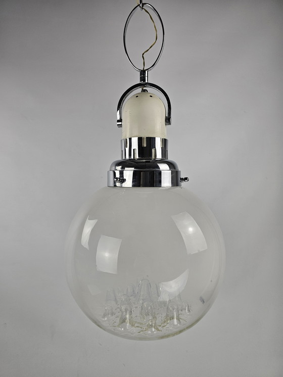 Image 1 of Pendant Lamp Glass And Metal By Mazzega Italy