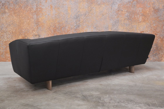 Image 1 of Unique newly upholstered black leather Montis Riva sofa