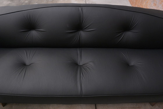 Image 1 of Unique newly upholstered black leather Montis Riva sofa