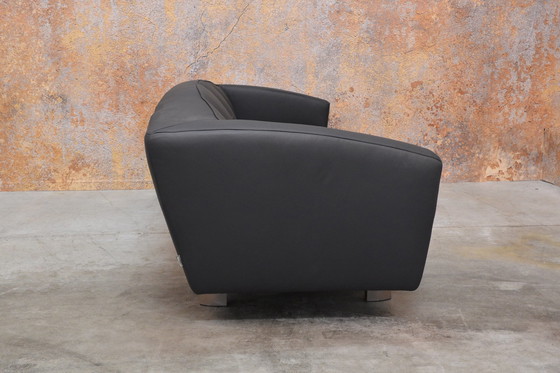 Image 1 of Unique newly upholstered black leather Montis Riva sofa