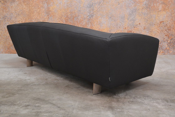 Image 1 of Unique newly upholstered black leather Montis Riva sofa