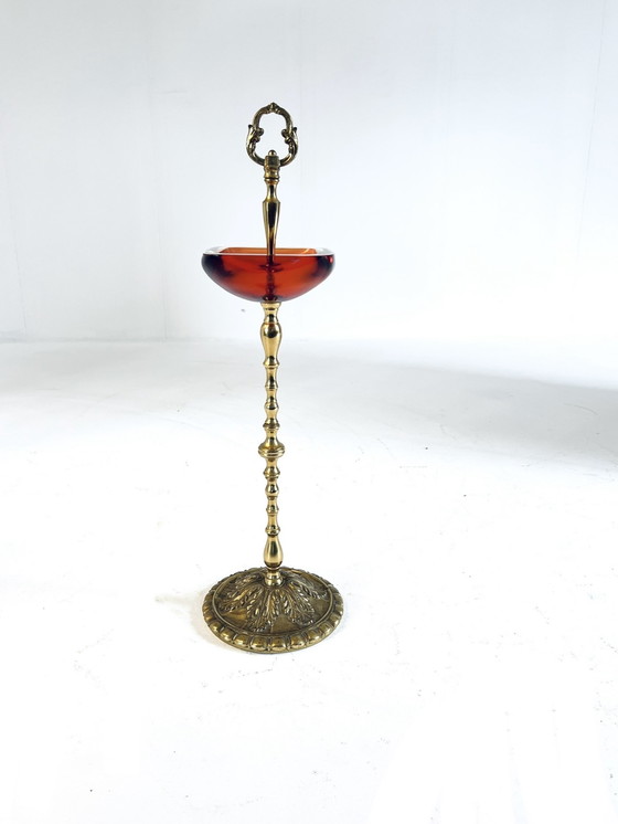 Image 1 of Standing ashtray brass & Murano glass