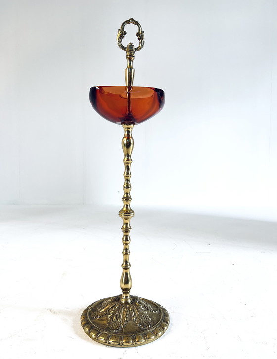 Image 1 of Standing ashtray brass & Murano glass