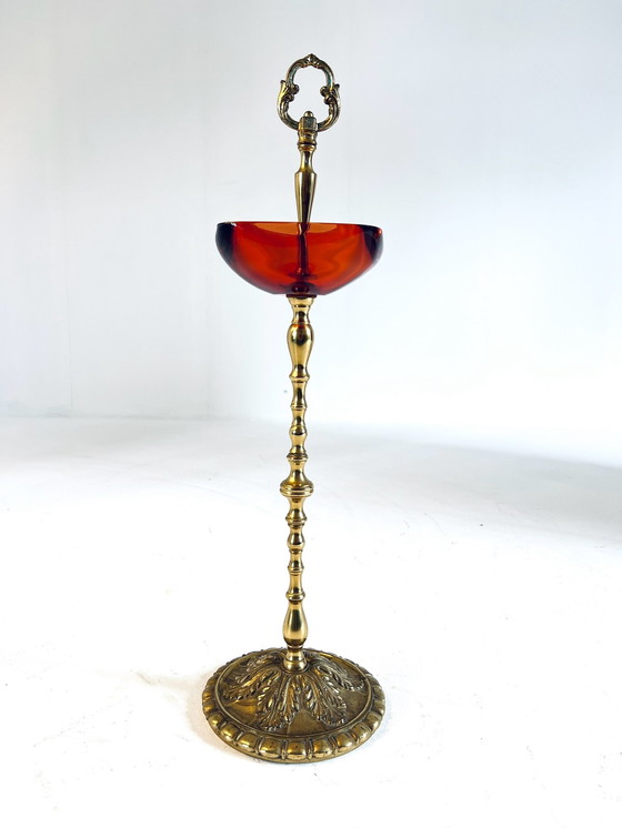 Image 1 of Standing ashtray brass & Murano glass